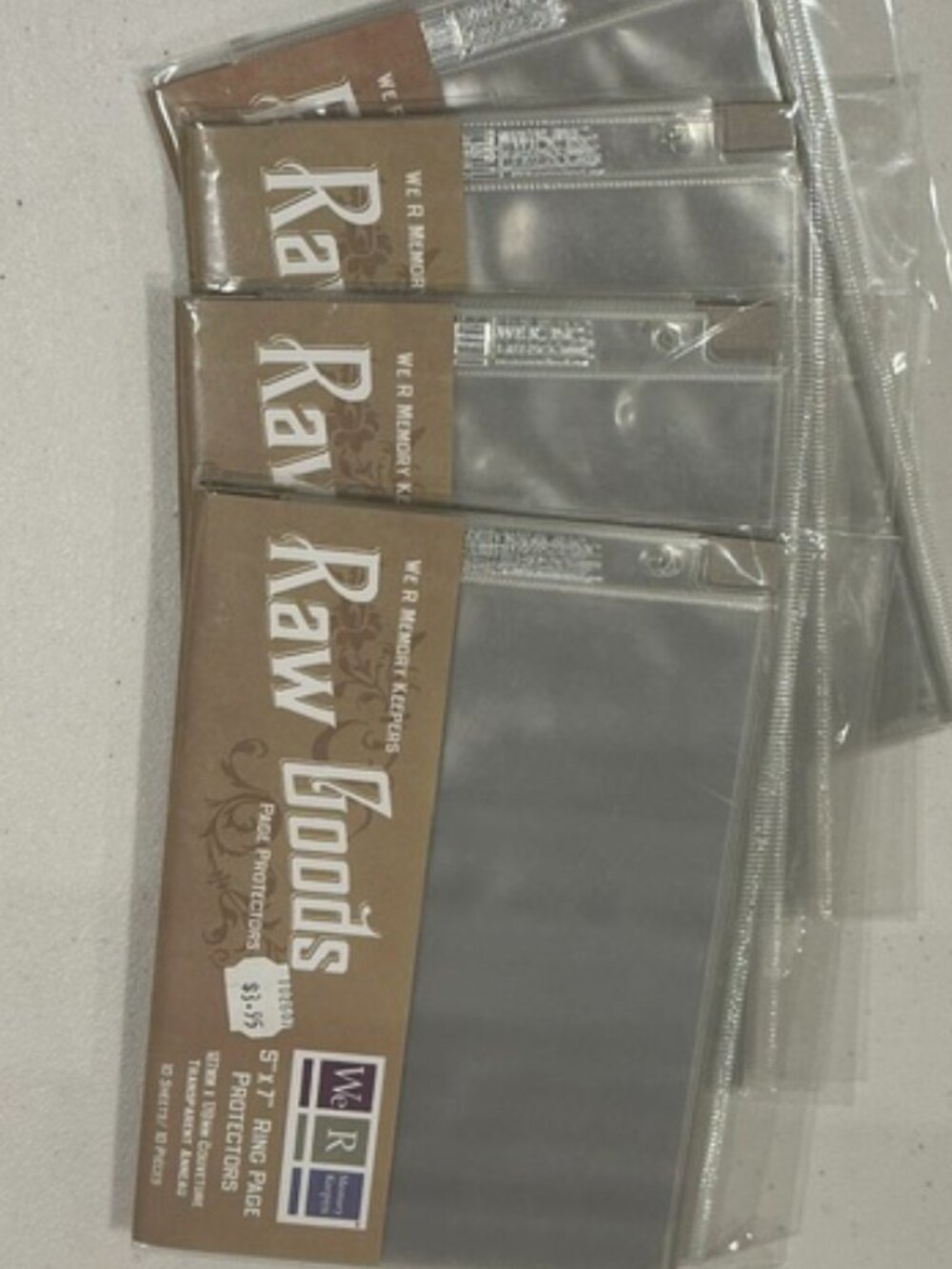 NEW We R Memory Keepers Raw Goods 5"x7" Ring Page Protectors-4 packages